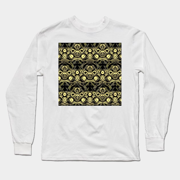 GOLD coloured repeating pattern and circular design Long Sleeve T-Shirt by mister-john
